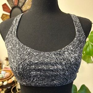 Lululemon Free To Be Black & White Speckled Sports Bra Size 10